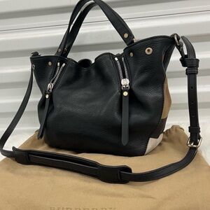 BURBERRY Haymarket Canterbury Zipper Satchel Tote Crossbody Handbag TB